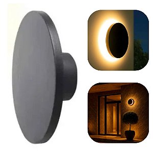 Arandela de Sobrepor Eclipse Led 6w 3000k Bivolt Ideal para Muro e Beiral Area Interna e Externa Ip65