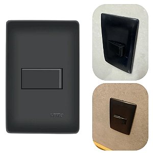Interruptor Simples Preto Completo 10A com Placa 4x2 Linha Hanitat Black