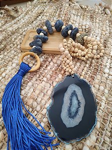 Colar de Mesa - Ágata e Quartzo Azul