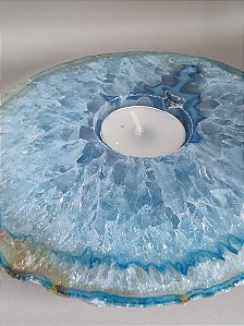 Porta velas em Ágata azul