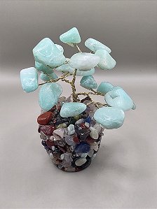 Árvore da Vida no vasinho em pedras - Amazonita