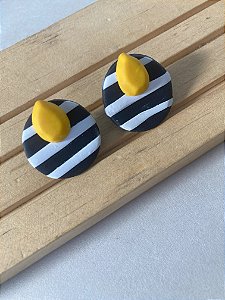 Mini Brinco Listras com detalhe colorido
