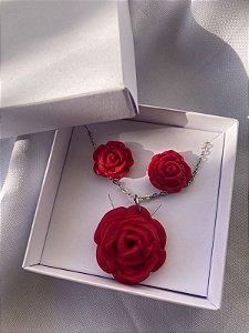 Conjunto Brinco e Colar Primavera - Rosa, Margarida ou Girassol