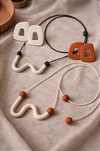 Conjunto Brinco e Colar Onda Imperfeita