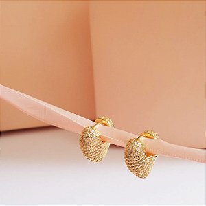 Brinco Argola Coração Micro Zircônia Banho Ouro 18k