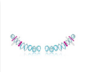 Brinco Ear Cuff Cravejado Celeste