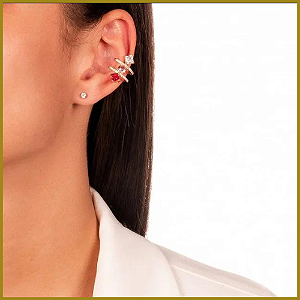 Piercing Cravejado Rubi Banho Ouro 18k
