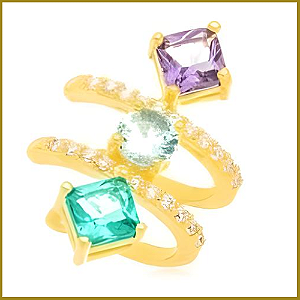 Piercing Cravejado Ametista Banho Ouro 18k