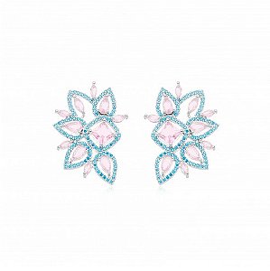 Brinco Cravejado Rosa Quartzo Dourado