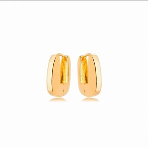 Brinco Argola Retangular Dourado Banho Ouro 18k