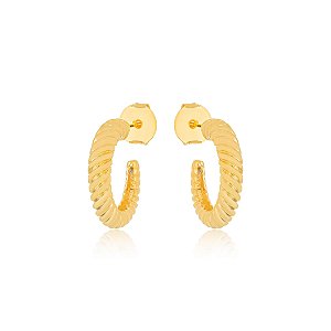 Brinco Argola Torcida Dourado Banho Ouro 18k