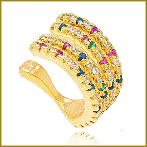 Piercing Fileiras Micro Zircônia Dourado