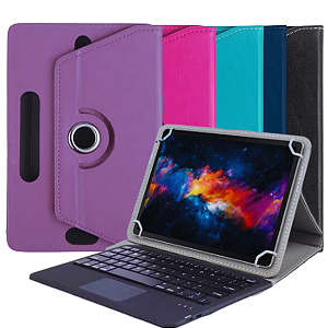 Capa Case Giratória + Teclado TouchPad + Caneta Touch p/ Tablet Vision Tab 10