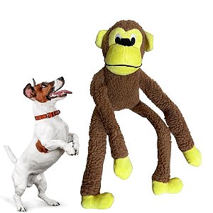 Brinquedo Mordedor Macaco Pelúcia p/ Cachorro Cães Pet 40cm