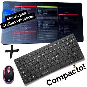 Combo Teclado compacto + Mouse +Mouse pad Grande p/ Notebook