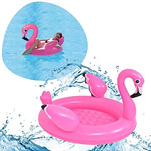 Boia piscina Flamingo Rosa Infantil Grande 110x104x94cm