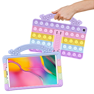 Capa Infantil C/ Suporte e Alça + Película p/ Tablet Galaxy Tab A T510 T515 - 10.1 polegadas