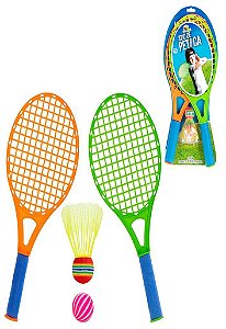 Jogo de Peteca Badminton Kit com 2 Raquetes 2 Bola infantil - DaiCommerce
