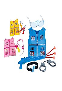 Colete de brinquedo kit medico, medica, construtor, policial