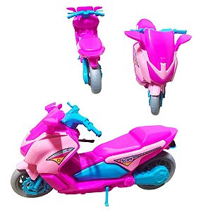 Moto Rosa de Brinquedo Manual Scott para Boneca Motocicleta