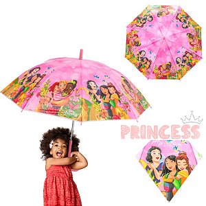 Guarda Chuva Sombrinha Princesas Disney Rosa Infantil Longo
