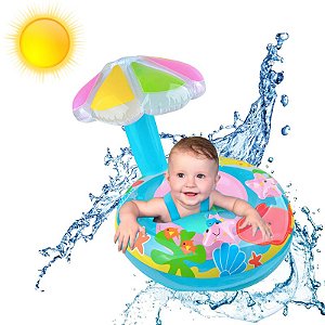 Boia Bote p/ Bebê Cobertura Infantil Inflável Proteção Solar