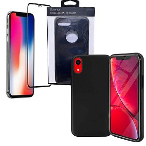 Capa Case premium Preto + Película de Vidro para iPhone X/XS