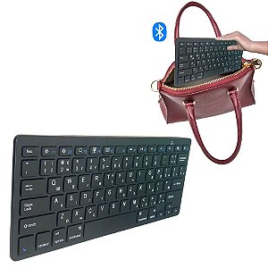 Teclado Compacto Bluetooth p/ Tablet Celular Notebook preto