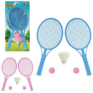 Jogo de Peteca Badminton Kit com 2 Raquetes 2 Bola infantil