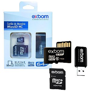 Cartão de Memória 64GB Micro SD HC p/ Tablet / Filmadora 2.0