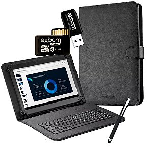 Kit Essencial Capa com Teclado + Cartão 64gb Para Tablet M7
