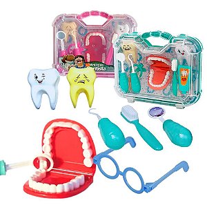Brinquedo Infantil Kit com Maleta do Dentista Com Acessórios