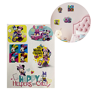 Adesivo 3D decorativo Minnie Mouse cartela com 5 unidades