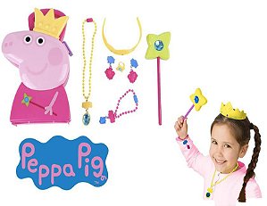 Maleta 3D Peppa Pig com 6 Jóias Brincar de Virar Princesa