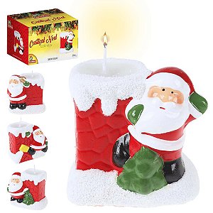 Castiçal Ceramica Com Vela Noel Enfeite Natalino Decoração