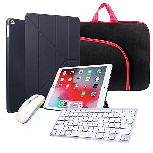 Capa p/ Tablet + Teclado + Mouse P/ iPad 10.2'' 9ª 8ª 7ª Geração