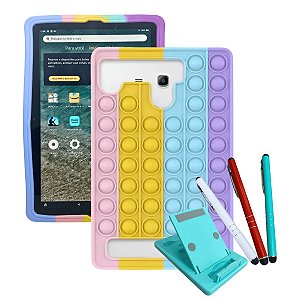 Capa Emborrachada p/ Tablet Amazon HD10 Kit Caneta e Suporte