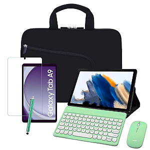 Kit Capa com Teclado p/ Tablet Galaxy Tab A9 Plus + Película + Caneta + Luva