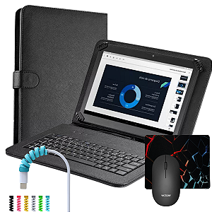 Capa c/ Teclado + Mouse Bluetooth p/Tablet Galaxy Tab S9 FE