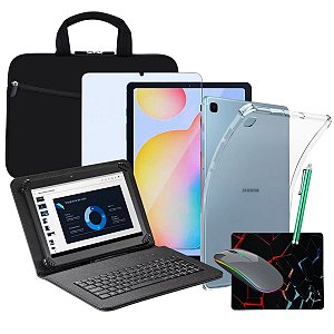 kit completo Capas c/Teclado + Mouse Bluetooth p/Tablet Galaxy Tab S6 Lite P610 P615 P613