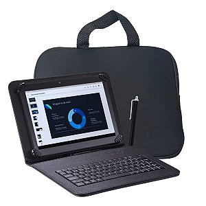Capa com teclado + Bolsa Luva p/ Tablet M7 wifi Nb409 Nb388 M7 3g