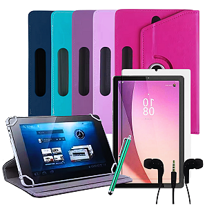 Capa Giratória p/Tablet Lenovo M9 c/Película Caneta Touch  e fone