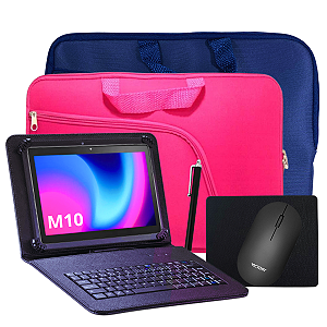 Capa com teclado + Mouse p/ Tablet M10 kit completo para estudo e trabalho