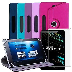 Capa Giratória de 10 Polegadas + Película Protetora para Tablet Positivo Q10