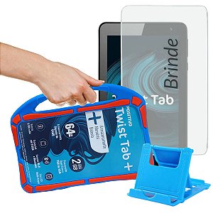 Capa Infantil c/ Alça para Tablet Twist Tab 7 Polegadas + Suporte de Mesa