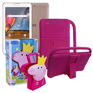 Kit Tablet Multilaser M7 3G 7 Polegadas + Capa c/ Alça Rosa + Maleta Peppa c/ Joias