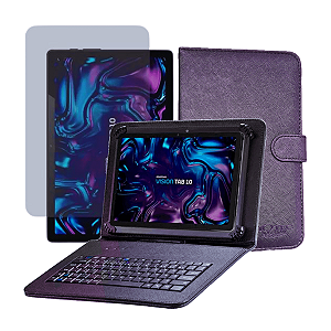 Capa c/ Teclado Daiotec + Película HD TPU Exclusiva p/ Vision Tab 10 Polegadas