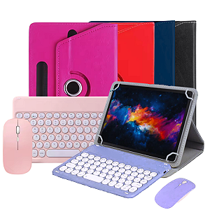 Capa Giratória + Teclado TouchPad + Caneta Touch p/Tablet Pritom 8 Polegadas