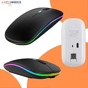 Mouse Wireless Bluetooth Sem Fio Led RGB Recarregável Silencioso
