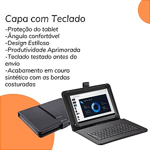 Kit Capinha c/ teclado português p/ Tablet Nokia T20 + Mouse sem fio + Luva